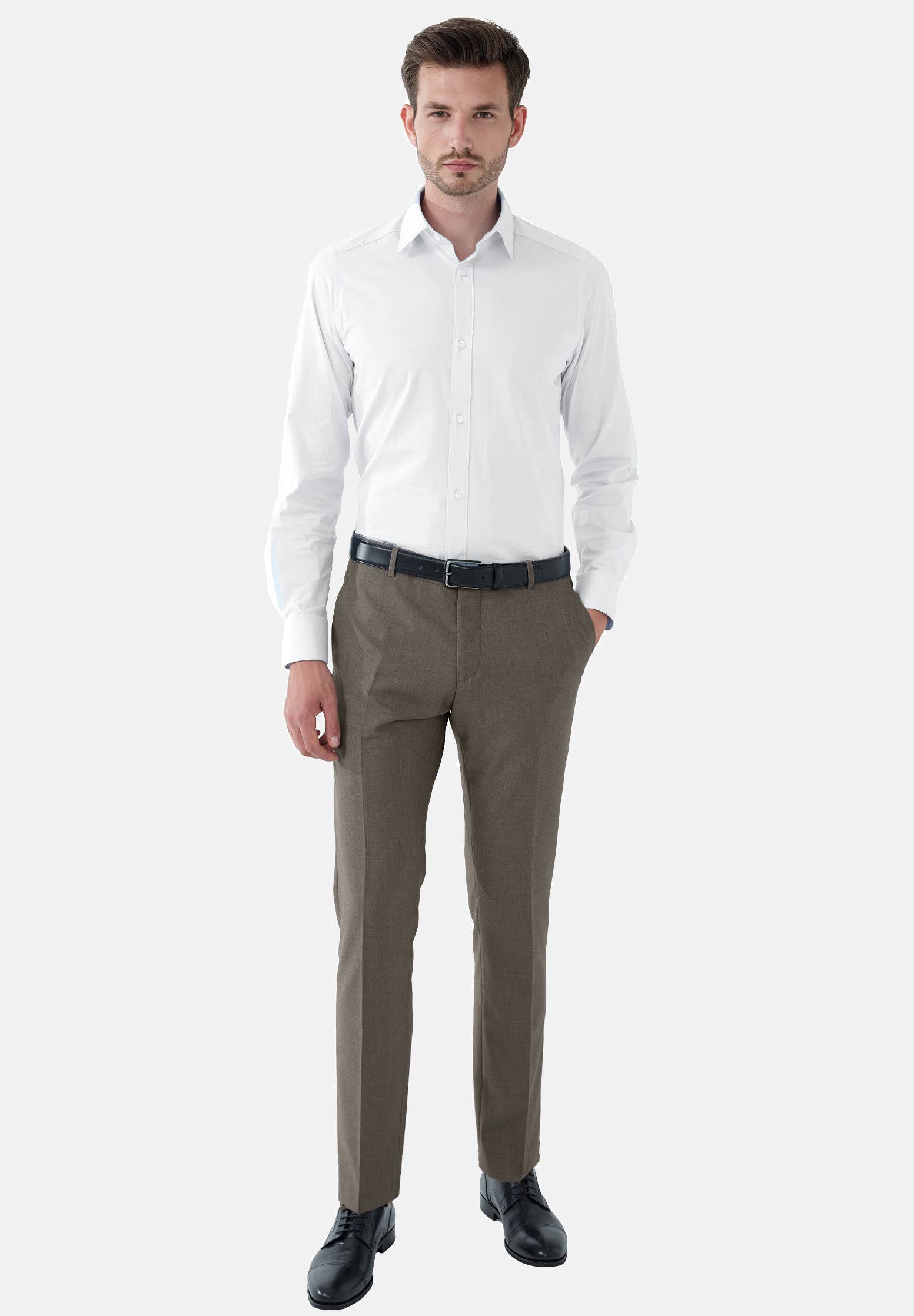 Taupe melange Steffen Klein Men's Designer Suit Slim Fit for wholesale on Faire3