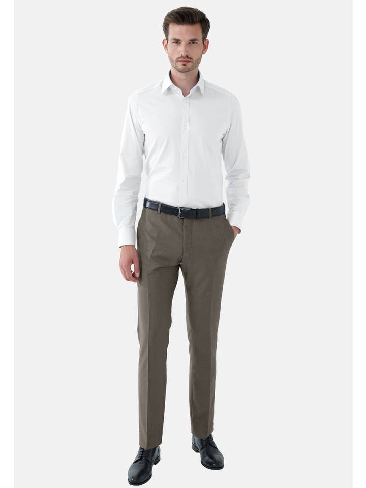 Taupe melange Steffen Klein Men's Designer Suit Slim Fit for wholesale on Faire3