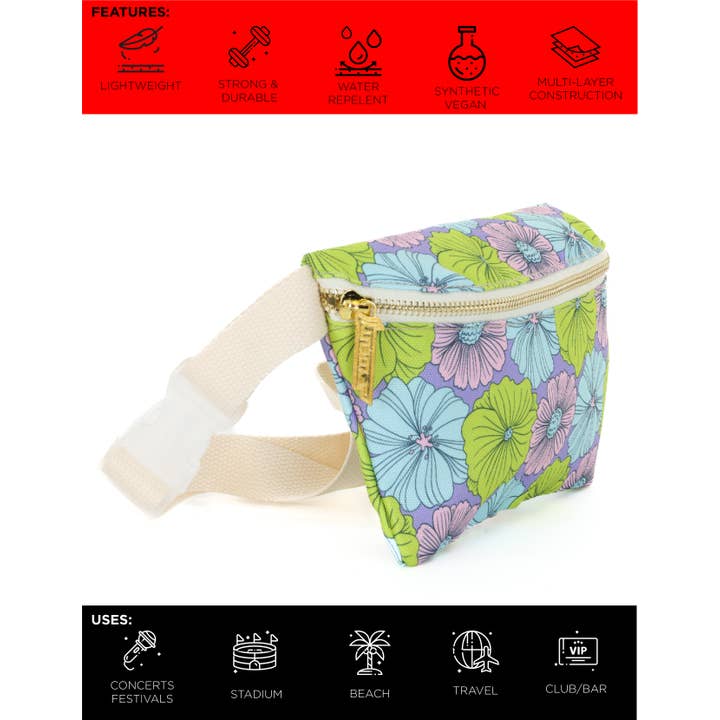 Fydelity - Wholesale Belt Bag - Women's - 83857: Fanny Pack | Slim | Recycled RPET | Floral Purple1