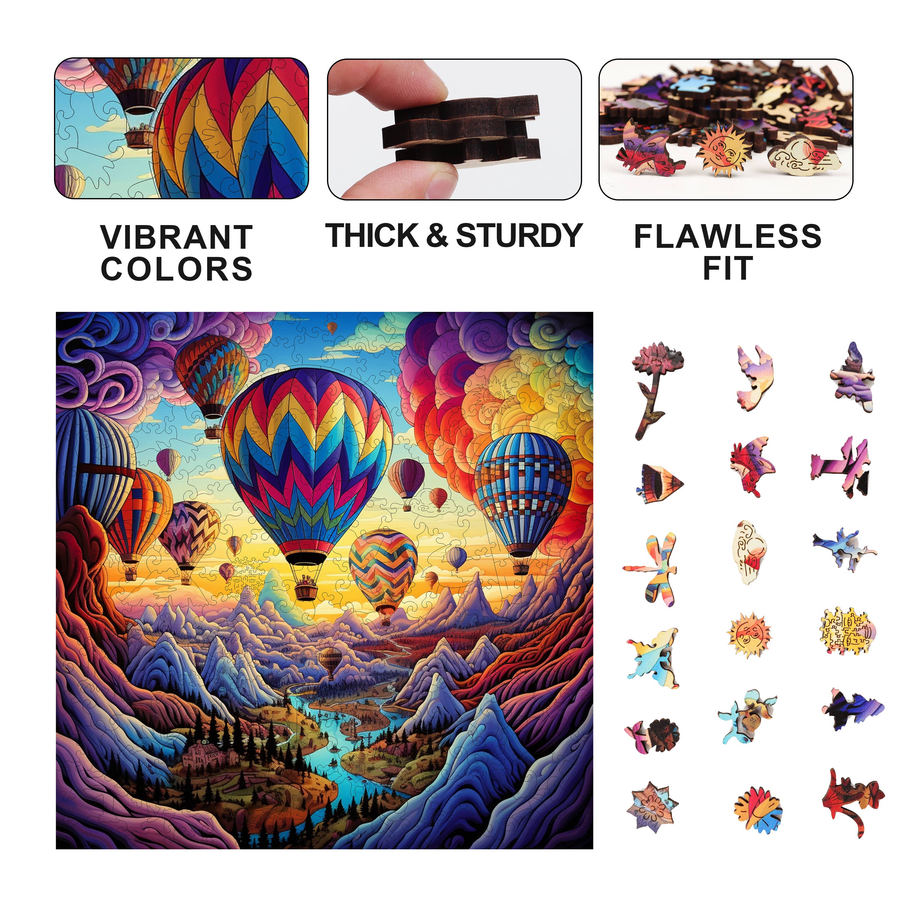 Trippy Puzzle Co – Großhandel Puzzle - Erwachsene – Rainbow Ride Holz-Puzzle 300 Stück5