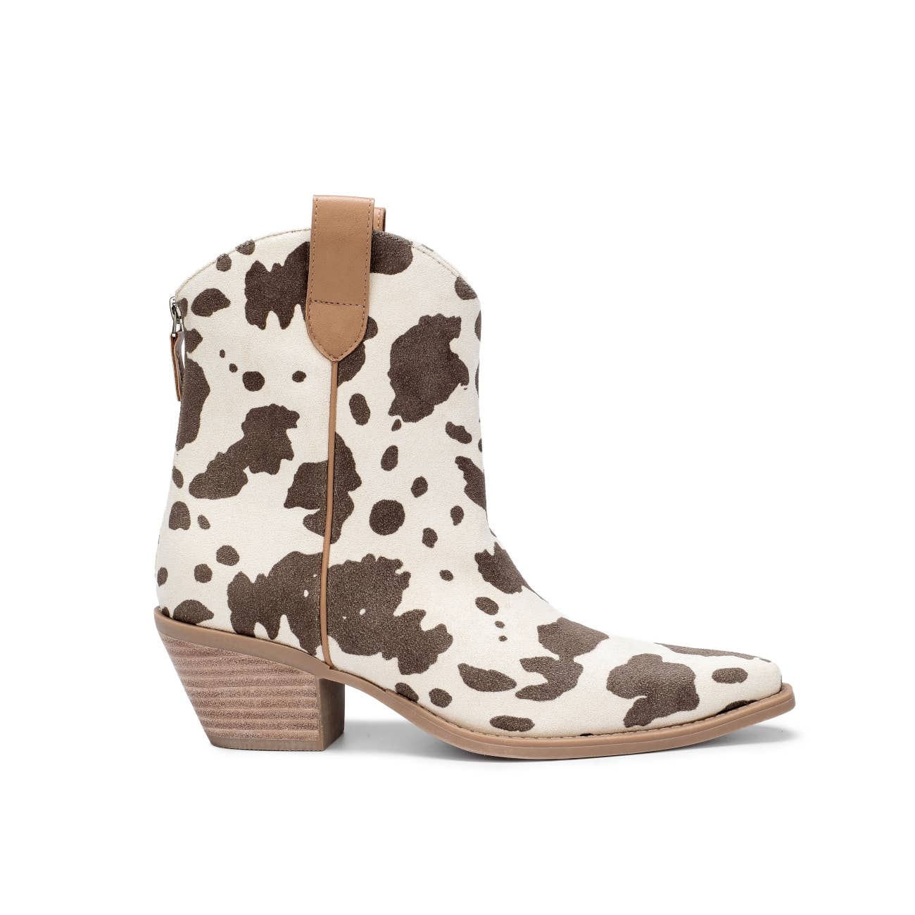 MARRÓN VACA BOTAS VAQUERAS DE TOBILLO CON ESTAMPADO DE VACA ROSE-M de venta al por mayor en Faire4