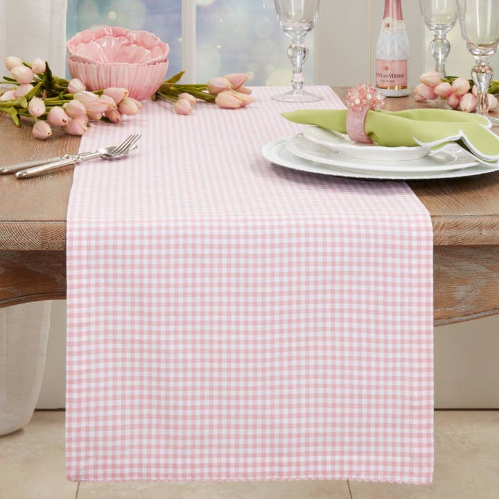 Rosa Gingham 16 ”X72" bomullslöpare för wholesale av Fennco Styles