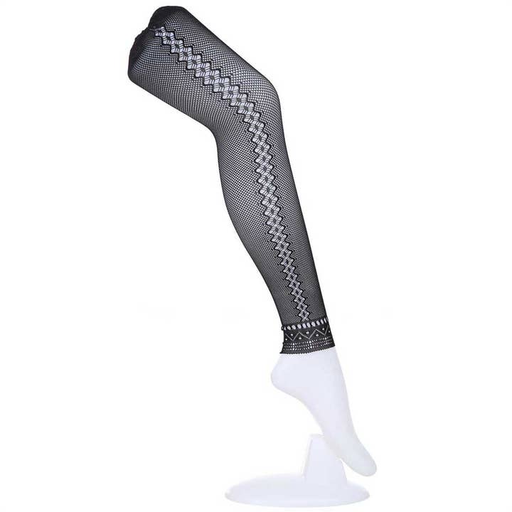 Mad Style - Wholesale Fashion Leggings - Women's - Stitches Black Fishnet Abstract Leggings2