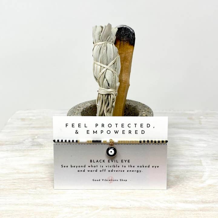 Good Vibrations Shop - Wholesale Beaded Bracelet - Eye of Protection Bracelet ⎮ Black3