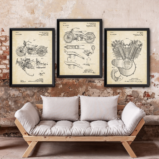 Artable – wholesale Galleriväggselement – Harley Davidson patenttryck, set om 37