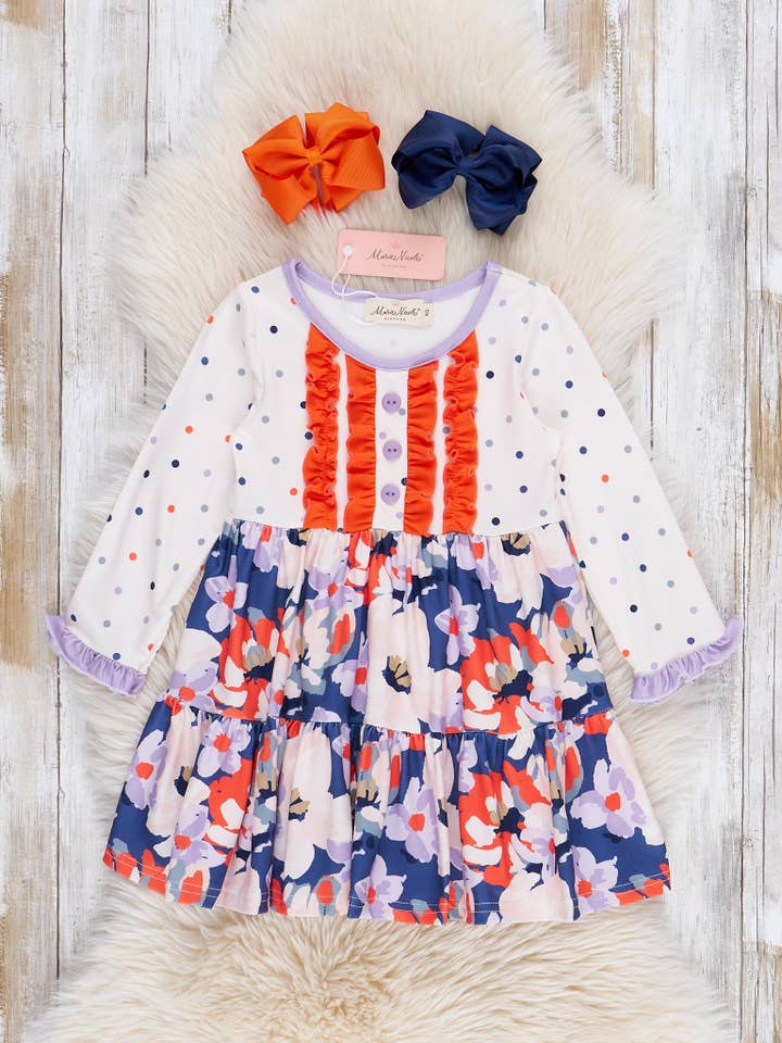 Bloom & Dots Ruffle Dress for wholesale by Marie Nicole Clothing