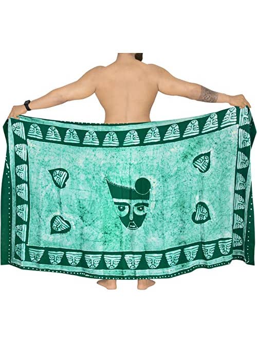 Men's Pareo Sarong Bath Hawaiian Wraps Tribal Green P03512 for wholesale on Faire