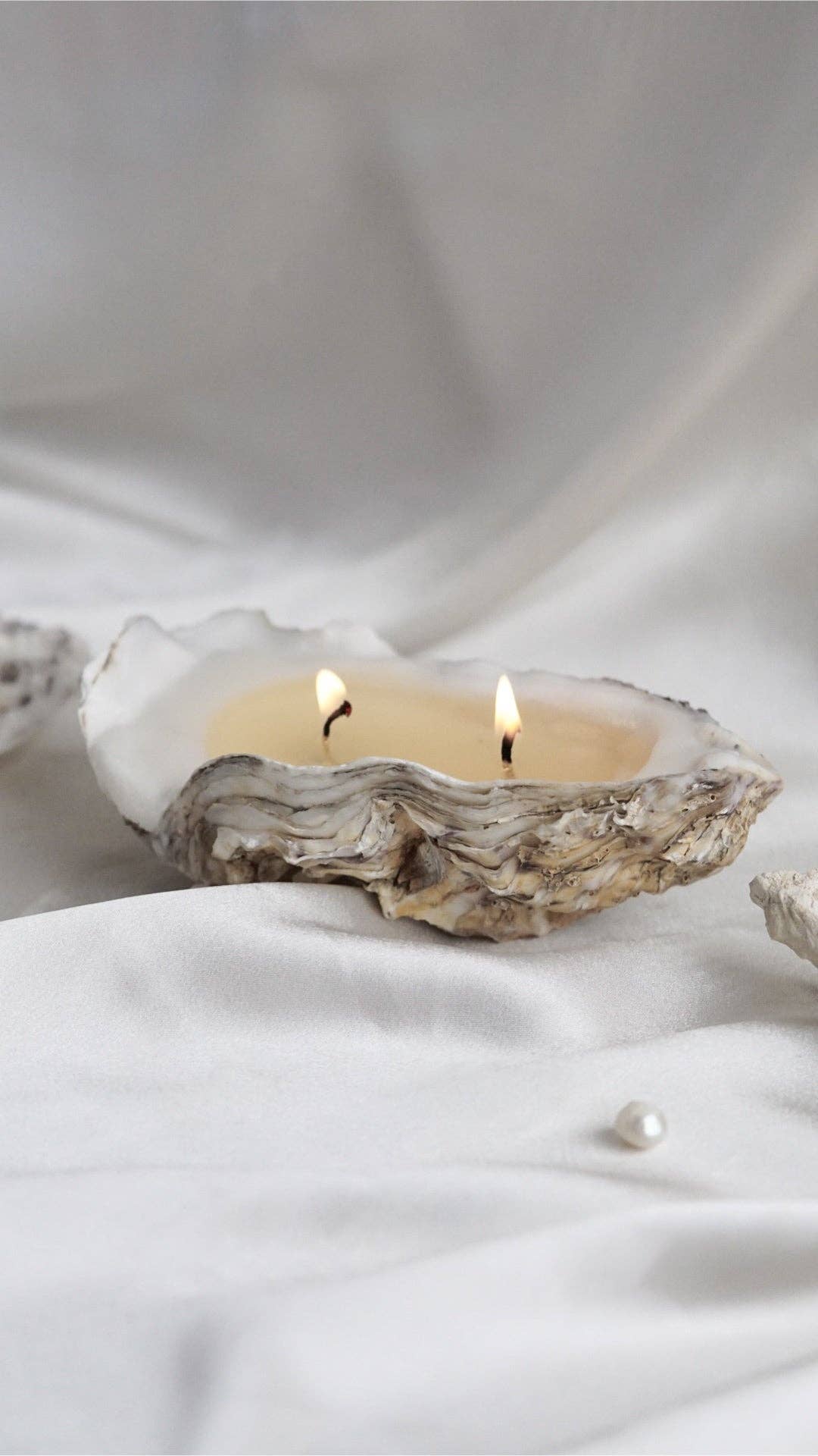 Candle Copenhagen - Wholesale Tapered Candle/Candlestick - Oyster shell candle - 2 wicks2