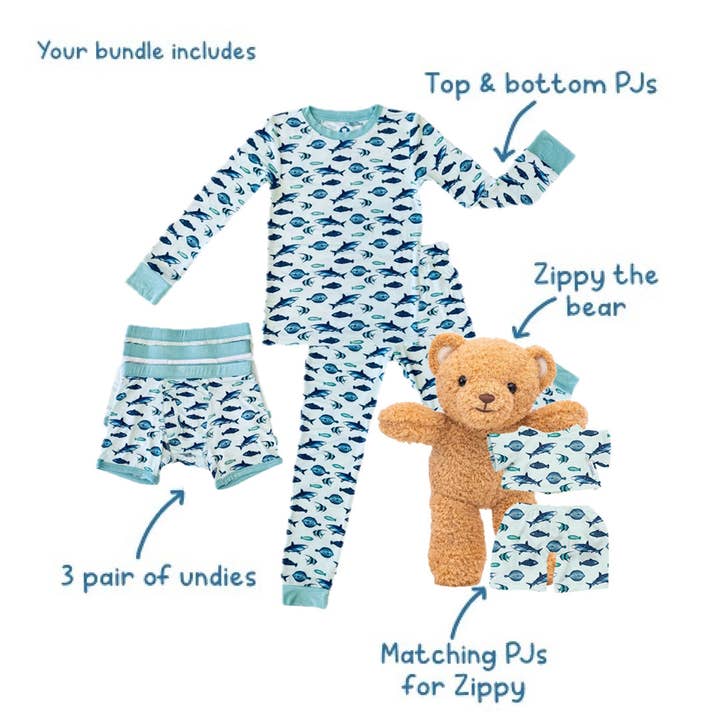 Zip N' Bear - Wholesale Sleepwear Set - Kids - Fin Frenzy Bundle2