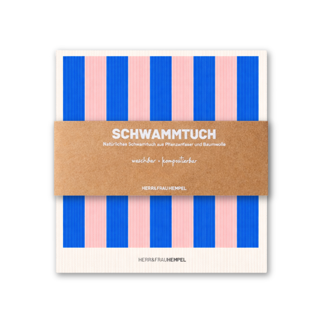 HERR&FRAUHEMPEL - Wholesale Dishcloth - Sponge cloth stripes blue-pink1