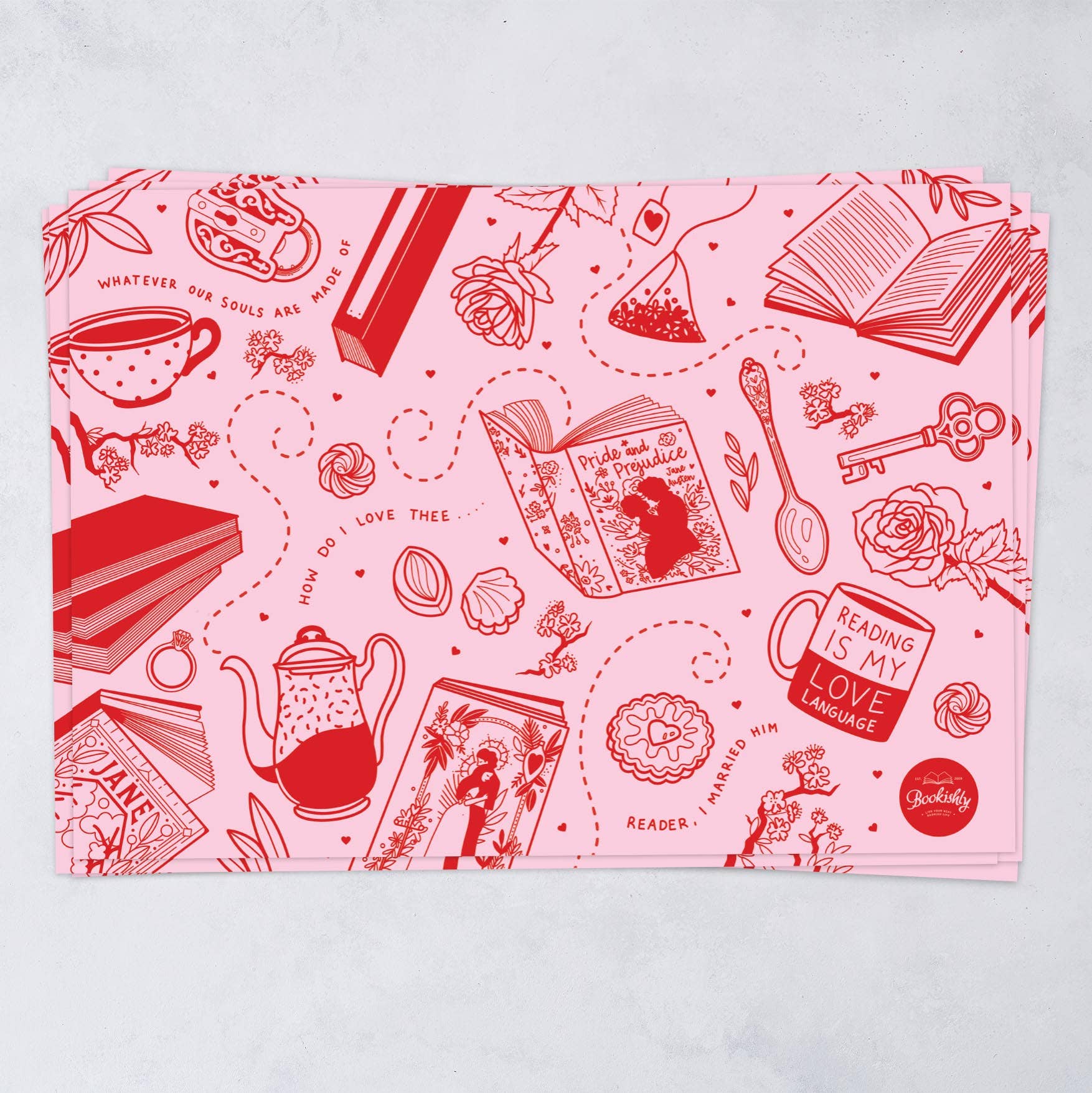 Bookishly (No US Import Fees) - Wholesale Flat Wrap - Bookish Blind Date Romance Gift Wrap 100 Sheets1
