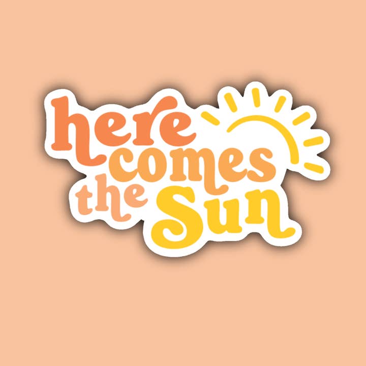Here Comes The Sun Summer Sunshine Sticker for wholesale by Indigo Maiden