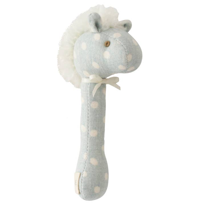 Horse Stick Rattle Duck Egg Blue for wholesale by Alimrose