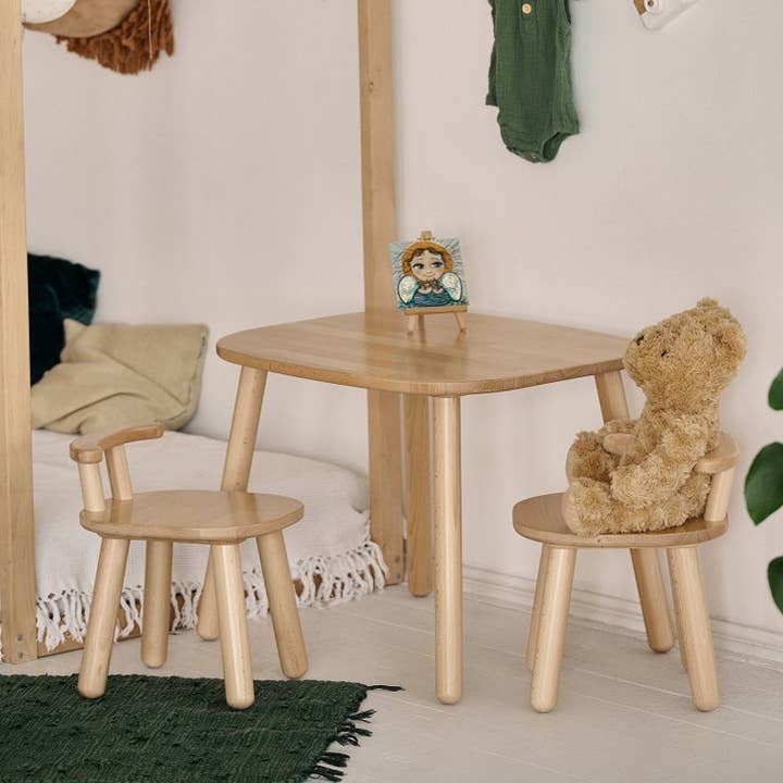 ODEAS - Wholesale Stoel - Kinderen - Houten kindertafel en twee stoelen set peutertafel en stoel