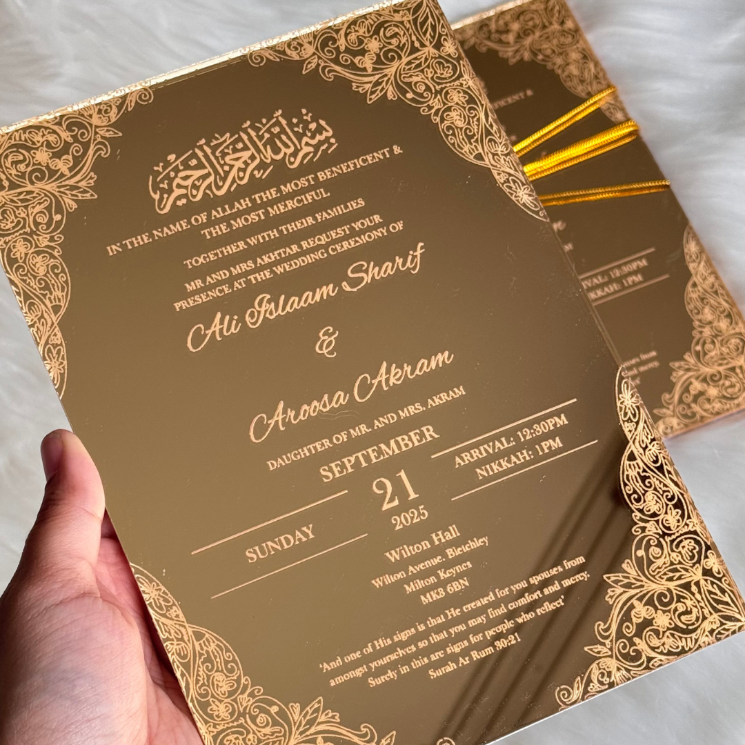 CraftsbyNahima – Engroshandel Invitationer – Specialfremstillet indgraveret akryl bryllupsinvitation – A53