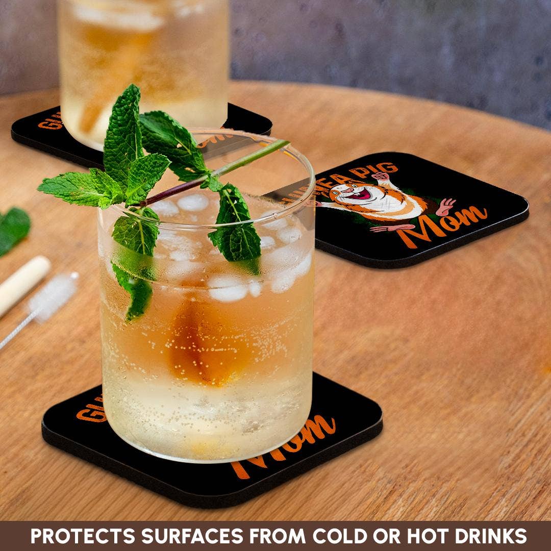 3dRose - Vente Sous-verre - 3dRose, Cochon d'Inde Porcelet Maman avec Fond Vert Maman Mère, Dessous de Verre9