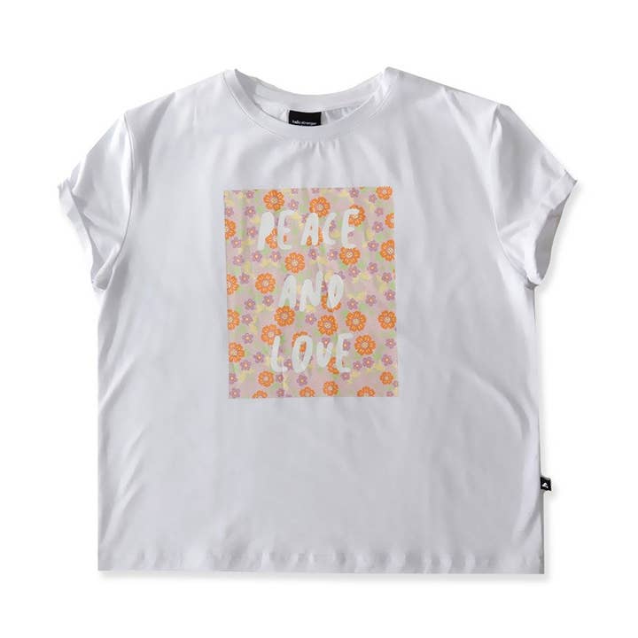CAMISETA PEACE AND LOVE BAILEY - Blanca para venta al por mayor de Hello Stranger Kidswear