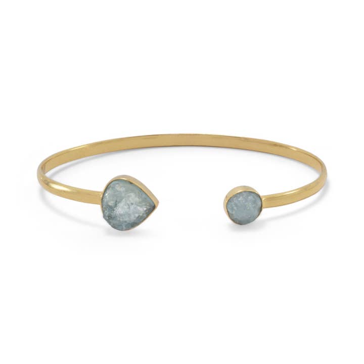 Gold Aquamarine Cuff Bracelet for wholesale by Earth Song Jewelry