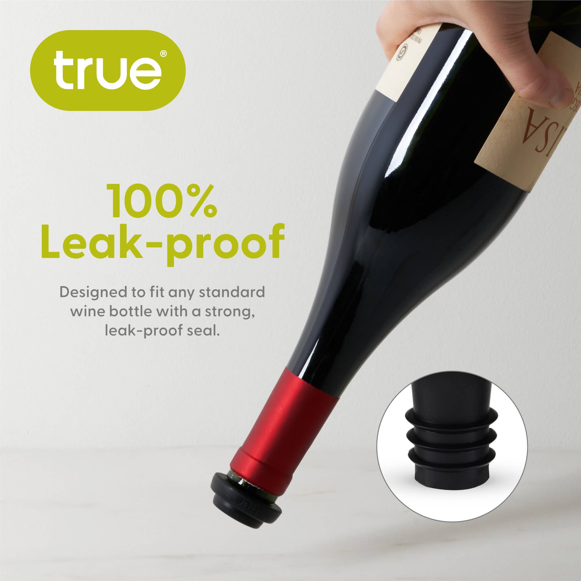 TRUE - Vente Bouchon de vin - Conservez le vin avec une pompe à vide et bouchons, ensemble de 3.14