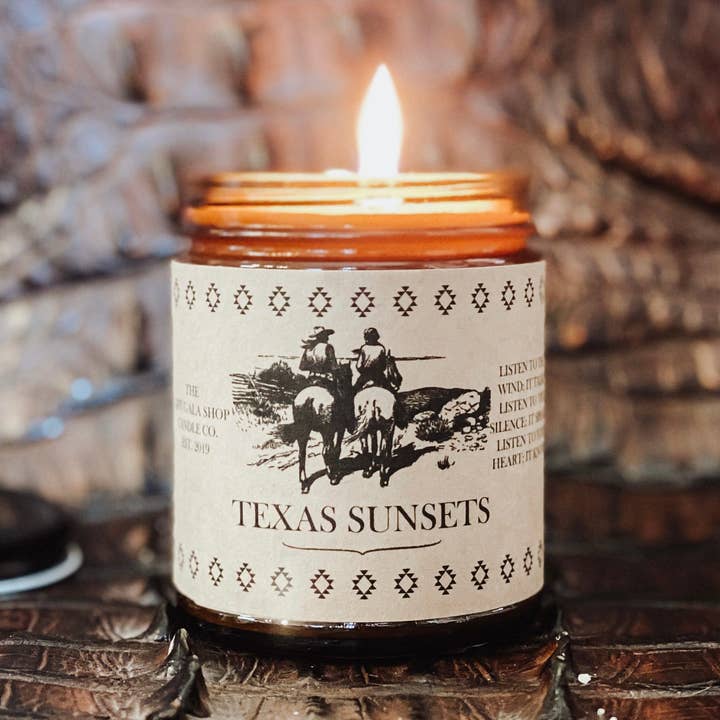 The Gift Gala Shop Candle Co. - Wholesale Jar/Filled Candle - “Texas Sunsets” Heritage Collection | Amber Rustic Soy Candl0