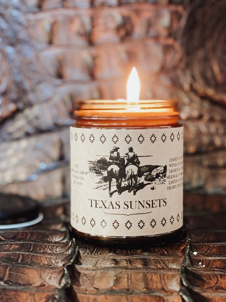 “Texas Sunsets” Heritage Collection | Amber Rustic Soy Candl for wholesale by The Gift Gala Shop Candle Co.