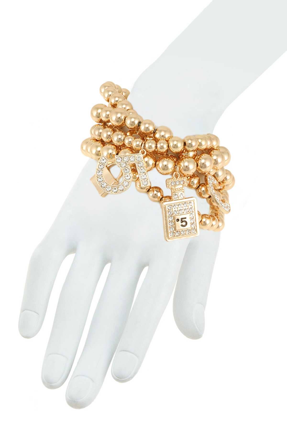 anbfashion - Wholesale Charm/Dangle Bracelet - Multiple Charm Beads Stretchable Bracelet 1239-110