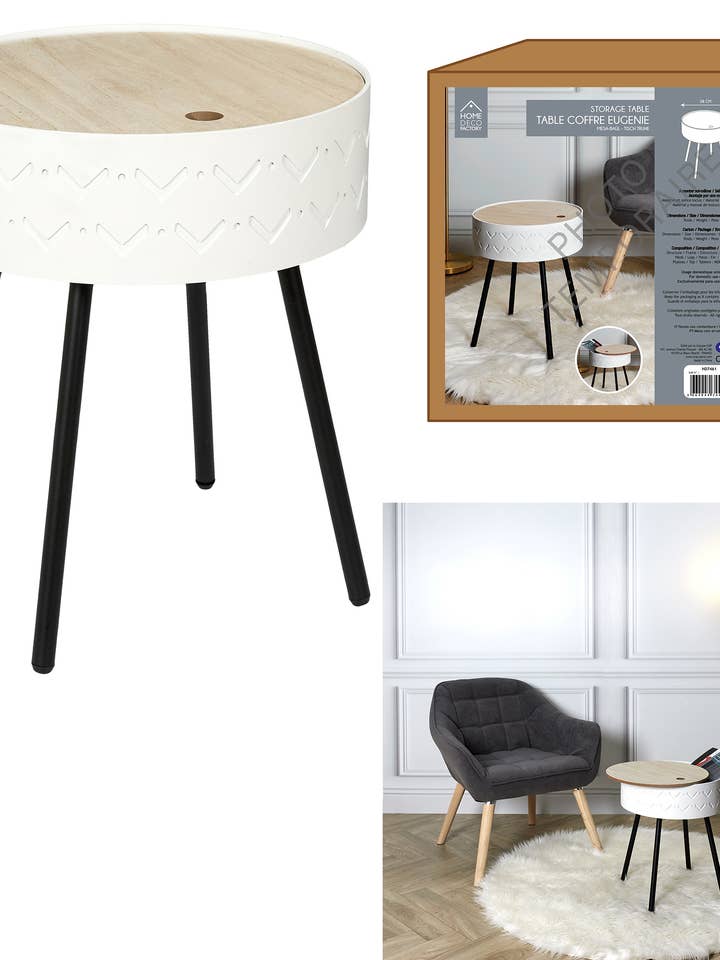 Mesa de café con caja de almacenamiento 38x45x38cm, blanco para venta al por mayor de Sfeerpunt