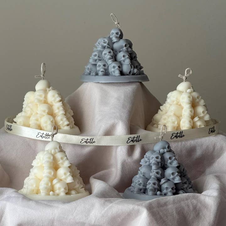 Handmade Skull Mountain Candle: Spooky Halloween Decor, Soy Wax for wholesale by Estelle Studio