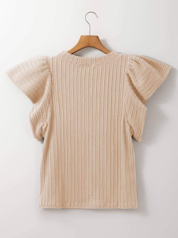 FULL TIME PURCHASE - Wholesale Knit Top - Women's - Solid Color Textured Flutter Sleeve Top11