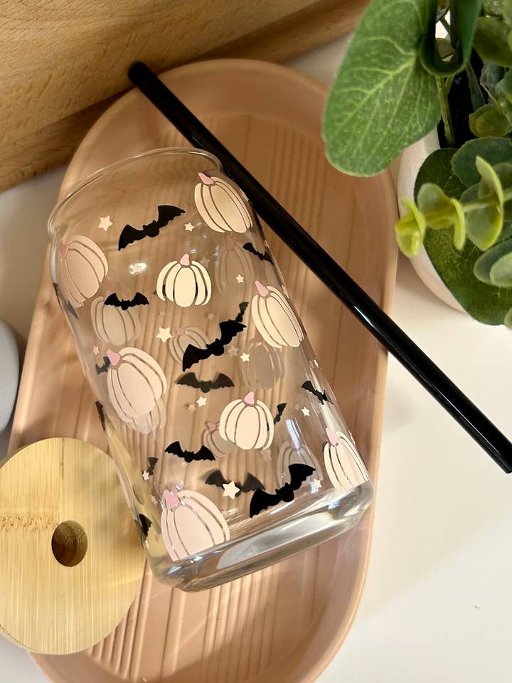 Græskar Glass Cup, Pink Halloween Cup, Pink Pumpkin Cup for engroshandel hos MommyandMarie