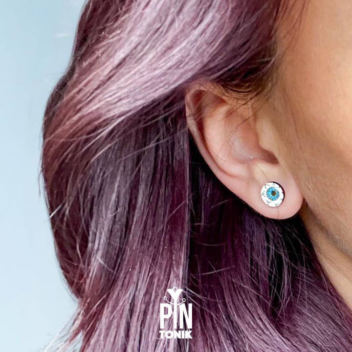 PinTonik - Wholesale Stud/Post Earrings - Spooky Eyeball Earrings - Creepy Halloween Accessories4