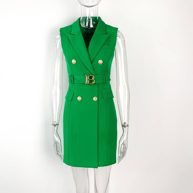 Productseeker - Wholesale Dress - Women's - DR008Y Fushcia Sleeveless Tie-Waist Suit Dress 26