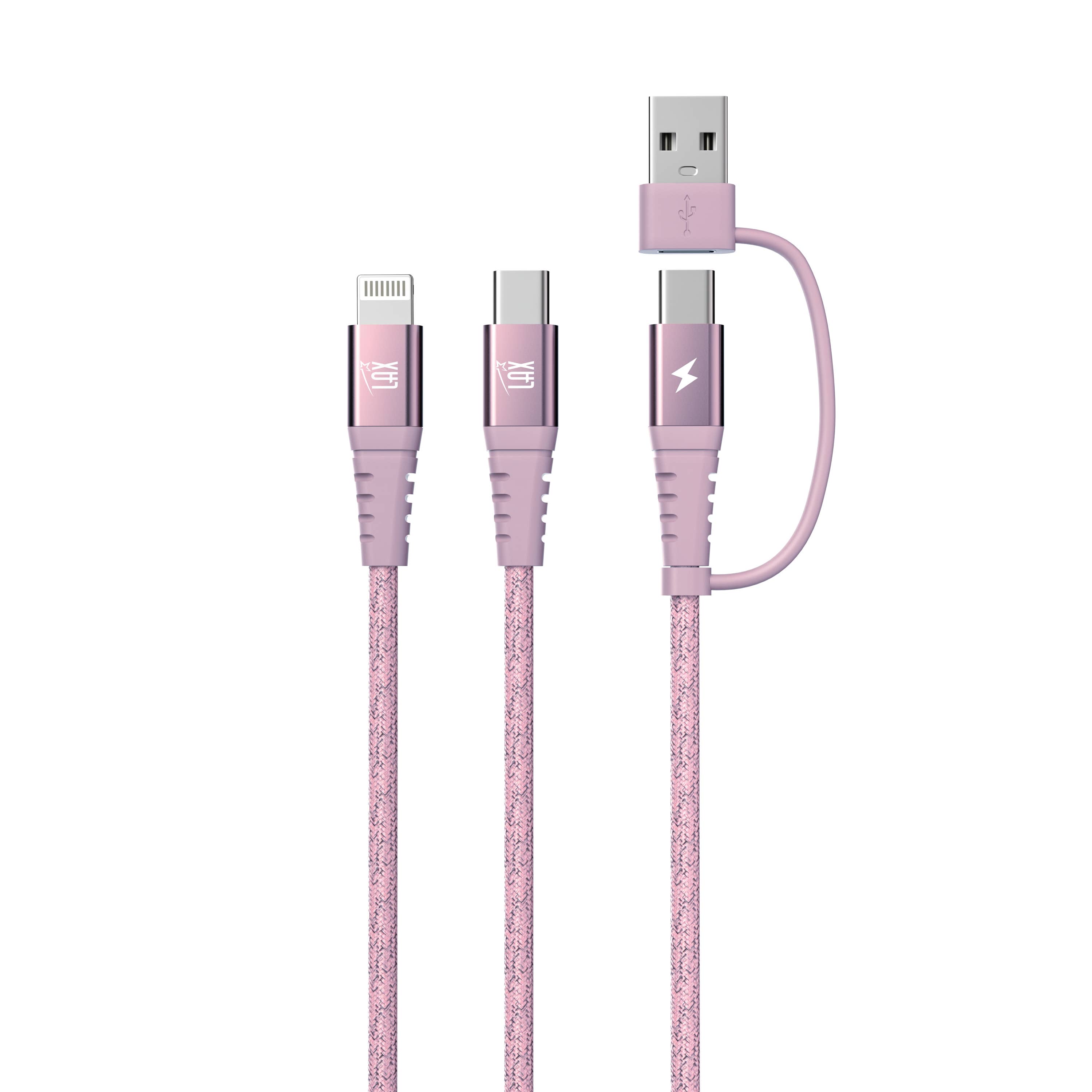 LAX Gadgets - Wholesale Charging Cable - 4-in-1 USB-A/USB-C to USB-C and Iphone Cables-Retail Pack7