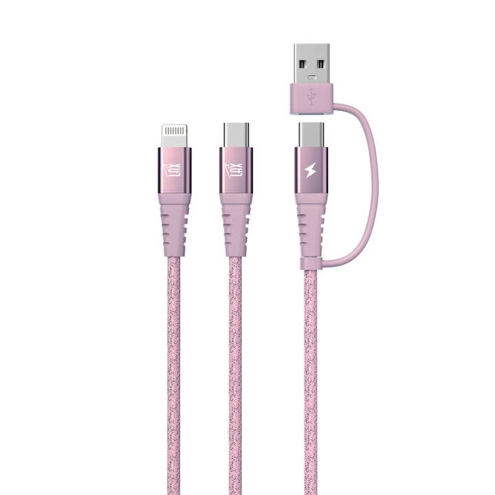 LAX Gadgets - Wholesale Charging Cable - 4-in-1 USB-A/USB-C to USB-C and Iphone Cables-Retail Pack7