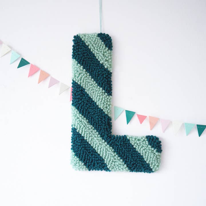 Pink & Olive Stripe Custom Letter Wall Hanging for wholesale by Brown Betty Blue