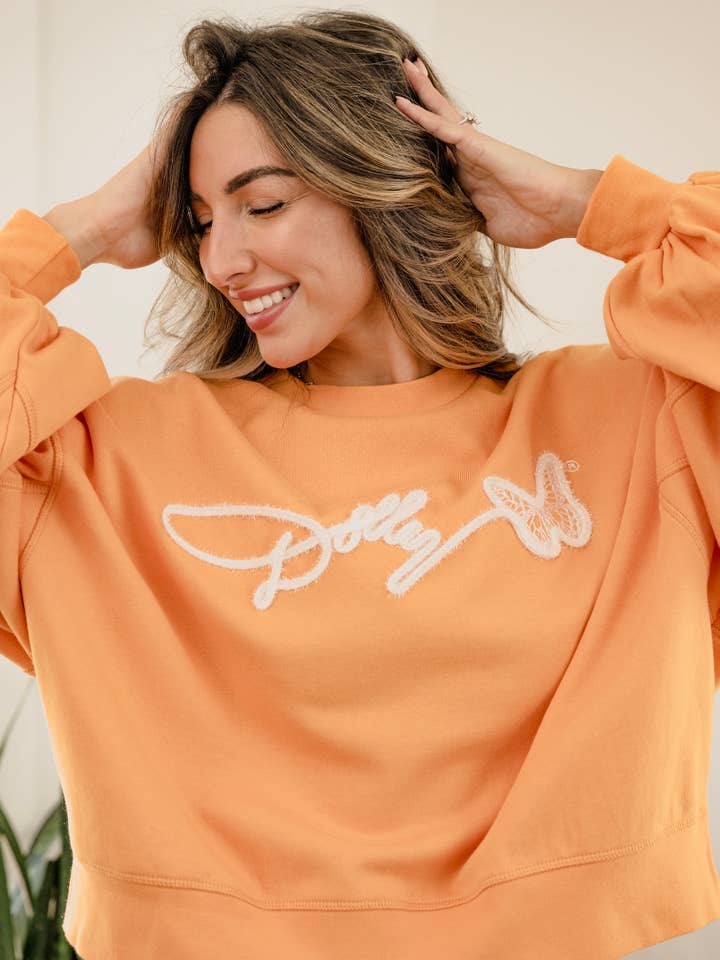 LivyLu - Wholesale Graphic Sweatshirt - Unisex - Dolly Parton Tinsel Orange Hi-Dive Sweatshirt 7