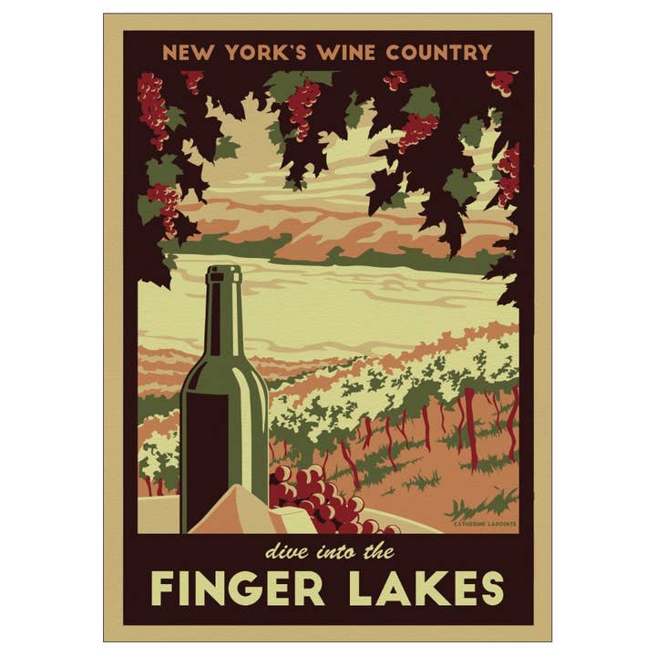 Lionheart Graphics - Wholesale Postcard - Dive Into the Finger Lakes Retro Postcard | Vintage Souvenir