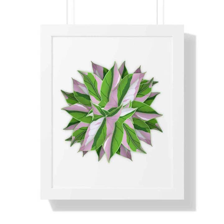 Syngonium Tricolor Print The Potted Pixel Framed Botanical Art With Matte Finish Acrylic Cover for wholesale by The Potted Pixel