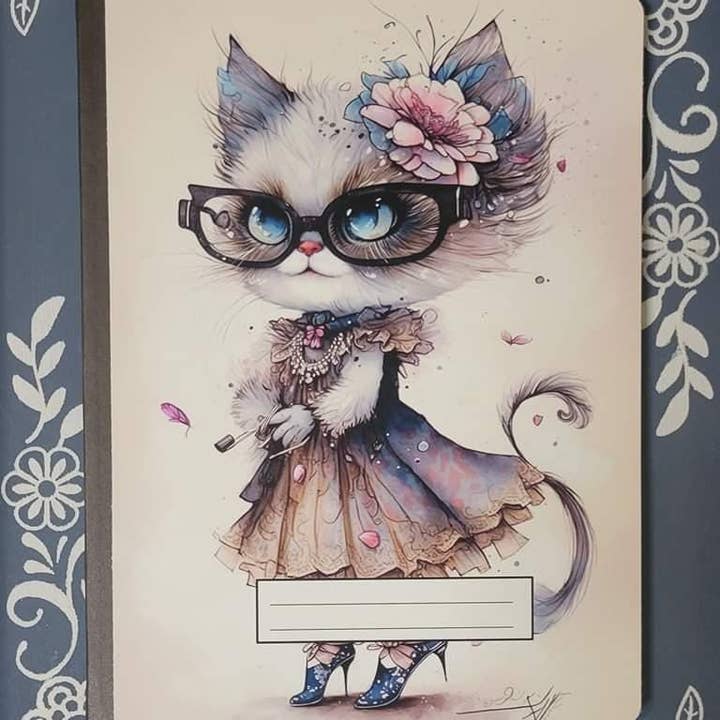 Fancy Cat 3, Covered Notebook for wholesale by Mrs. B's Stationery & Gift Shop