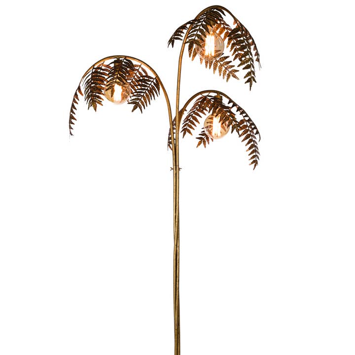 Antique Gold Palm Leaf Floor Lamp for wholesale by McGowan & Rutherford Ltd