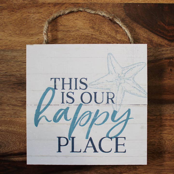 This is our Happy Place Square Rope Sign for wholesale by California Seashell Company