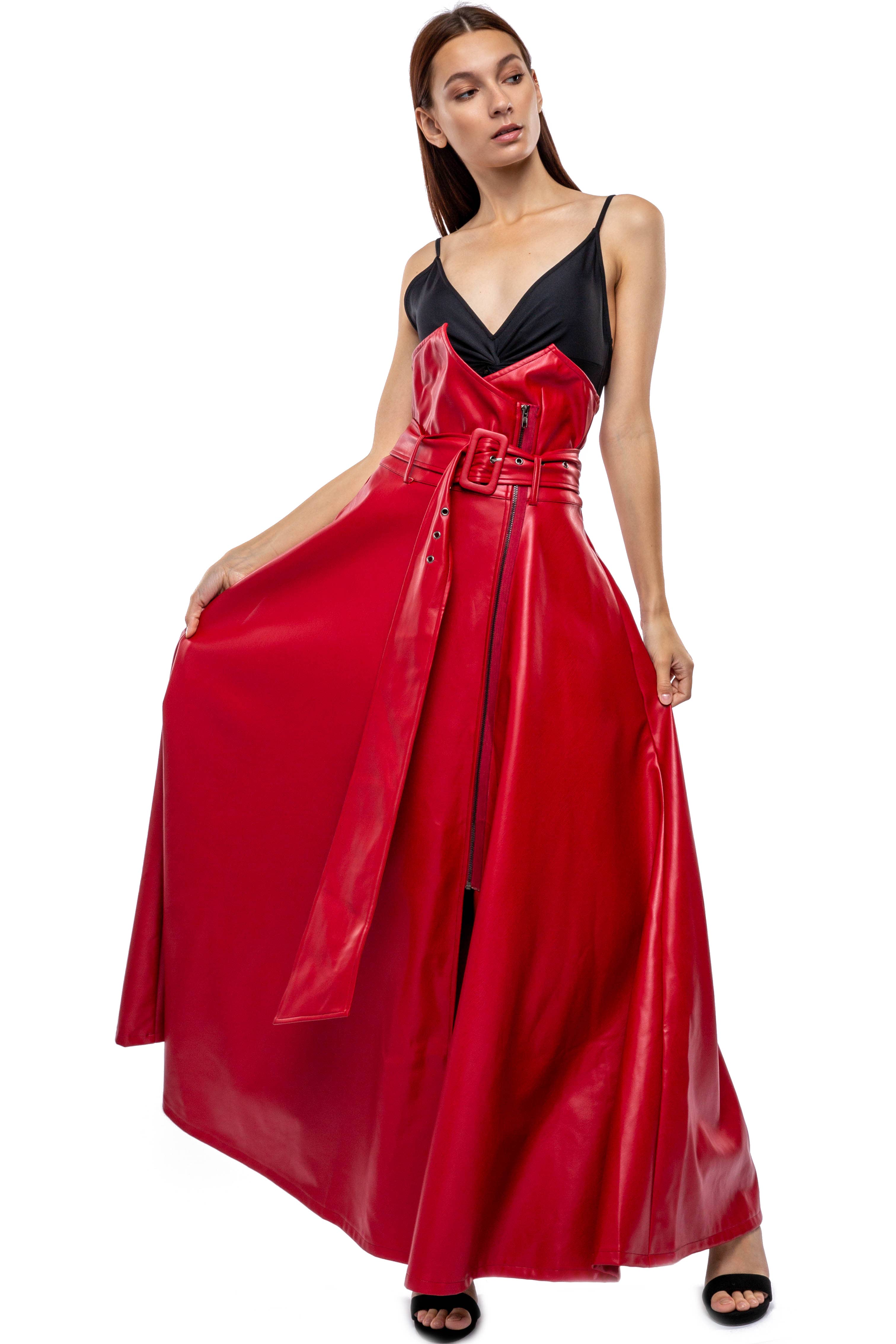 TOV – Großhandel Rock – Damen – [SK4101] Hochtaillierter Rock aus veganem Leder9