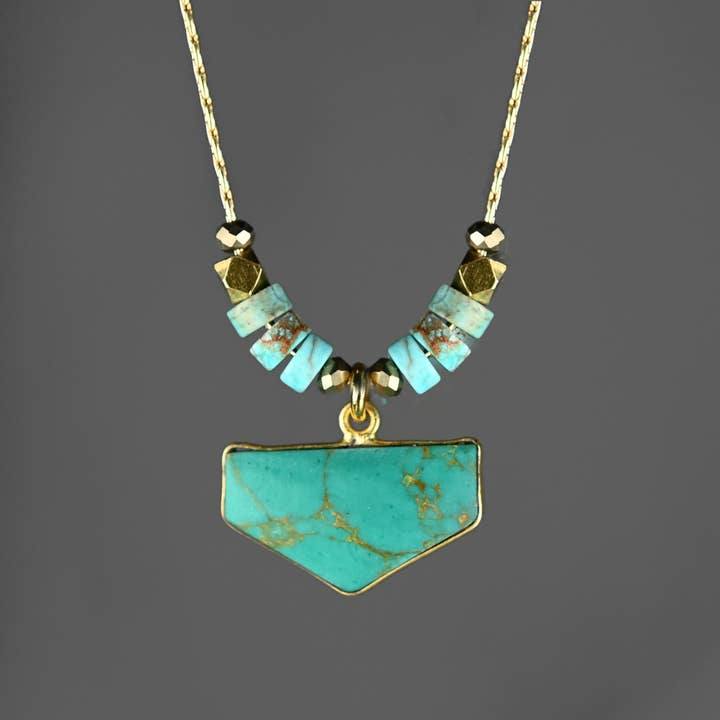 Half Shield Turquoise & Turquoise Jasper Necklace for wholesale by KBD Studio