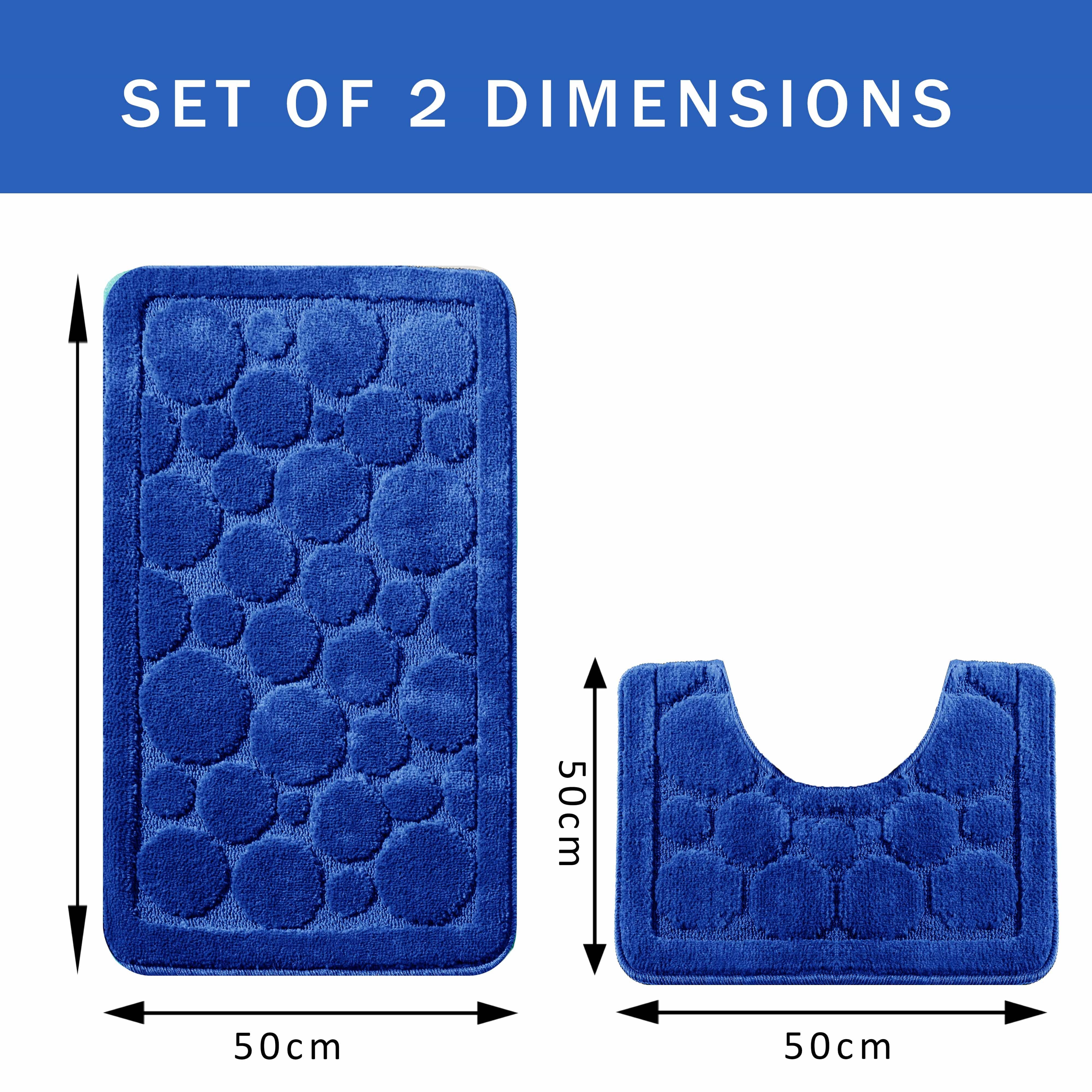 Cali Bubbles 2 Piece Royal Blue Bath Mat & Pedestal Set for wholesale on Faire1
