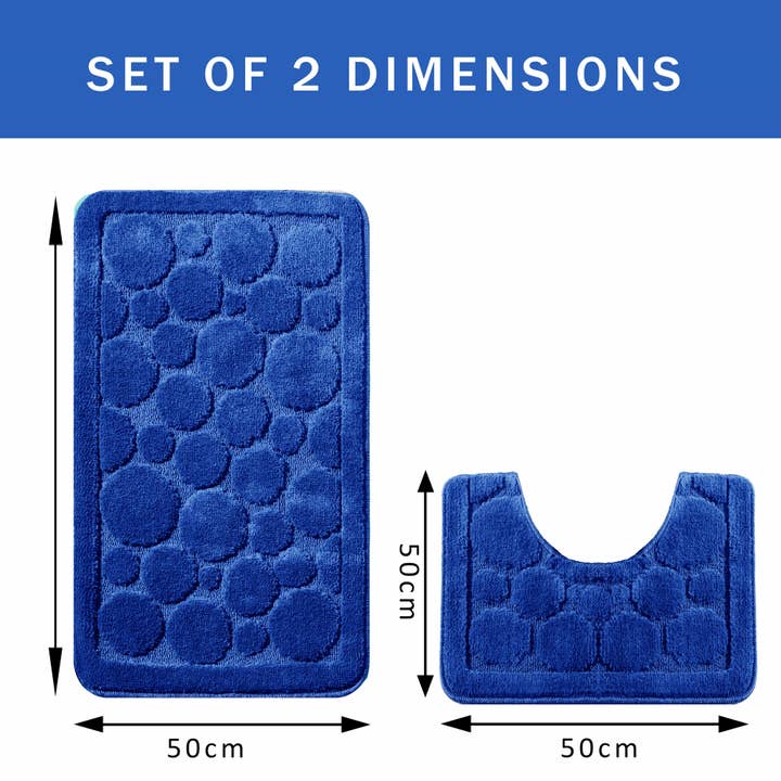 Cali Bubbles 2 Piece Royal Blue Bath Mat & Pedestal Set for wholesale on Faire1