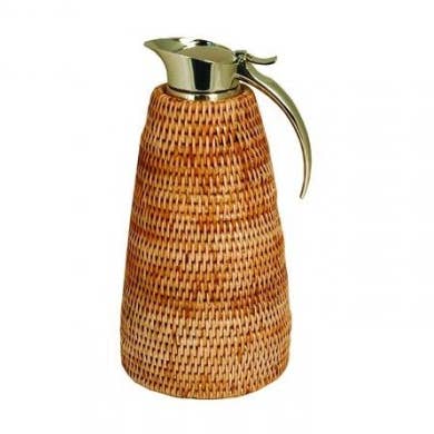 1 l Thermoskanne aus Rattan und Glas für den Großhandel von Baolgi