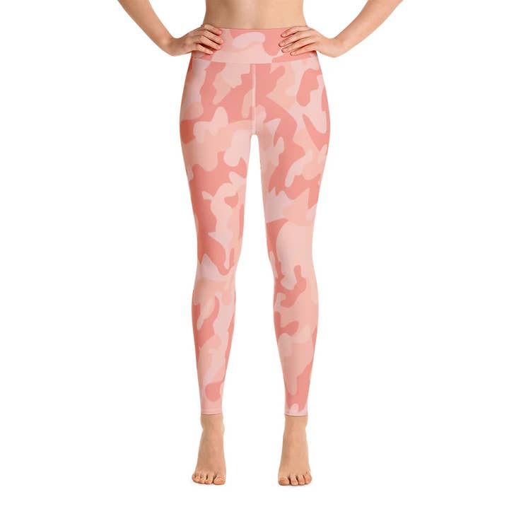 Peach Camouflage - Leggings da donna a vita alta per la vendita all'ingrosso da parte di SuniaYoga