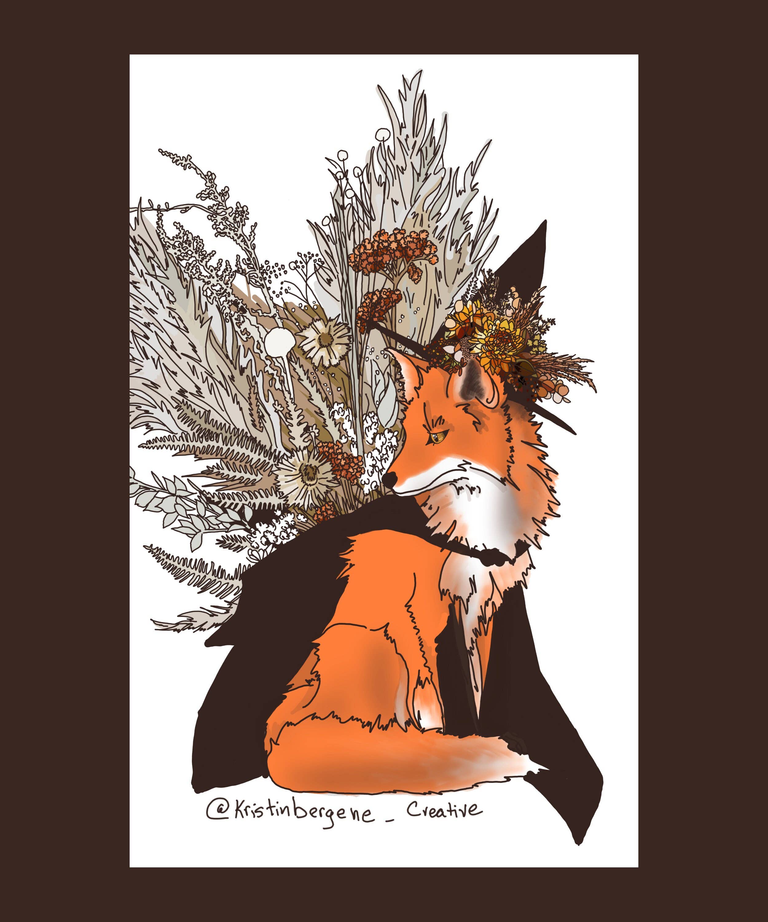 Kristin Bergene Creative LLC - Wholesale Season's Greetings Card - Autumn Witch Fox Greeting Cards | Blank Inside, 5.5” x 4” 3