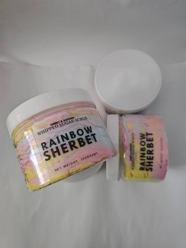 Rainbow Sherbet Whipped Scrubs for wholesale by Sweet & Shower