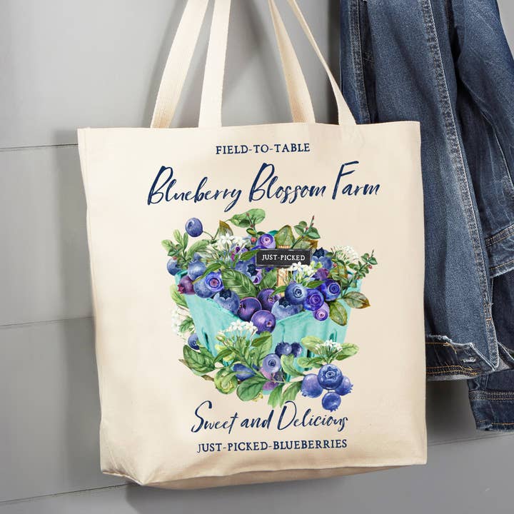 Blueberry Country Farm Fruit 12 oz Canvas Tote Bag for wholesale by Avery Lane Gifts